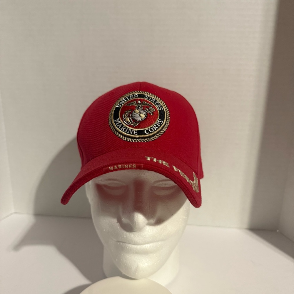 Official USMC United States Marine Corps Red Embroidered Baseball Cap Hat
